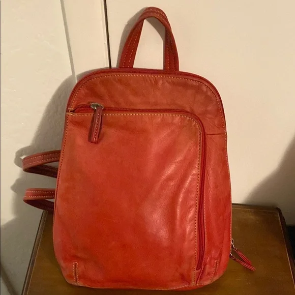 Tignanello | Bags | Tignanello Red Leather Backpack | Poshmark